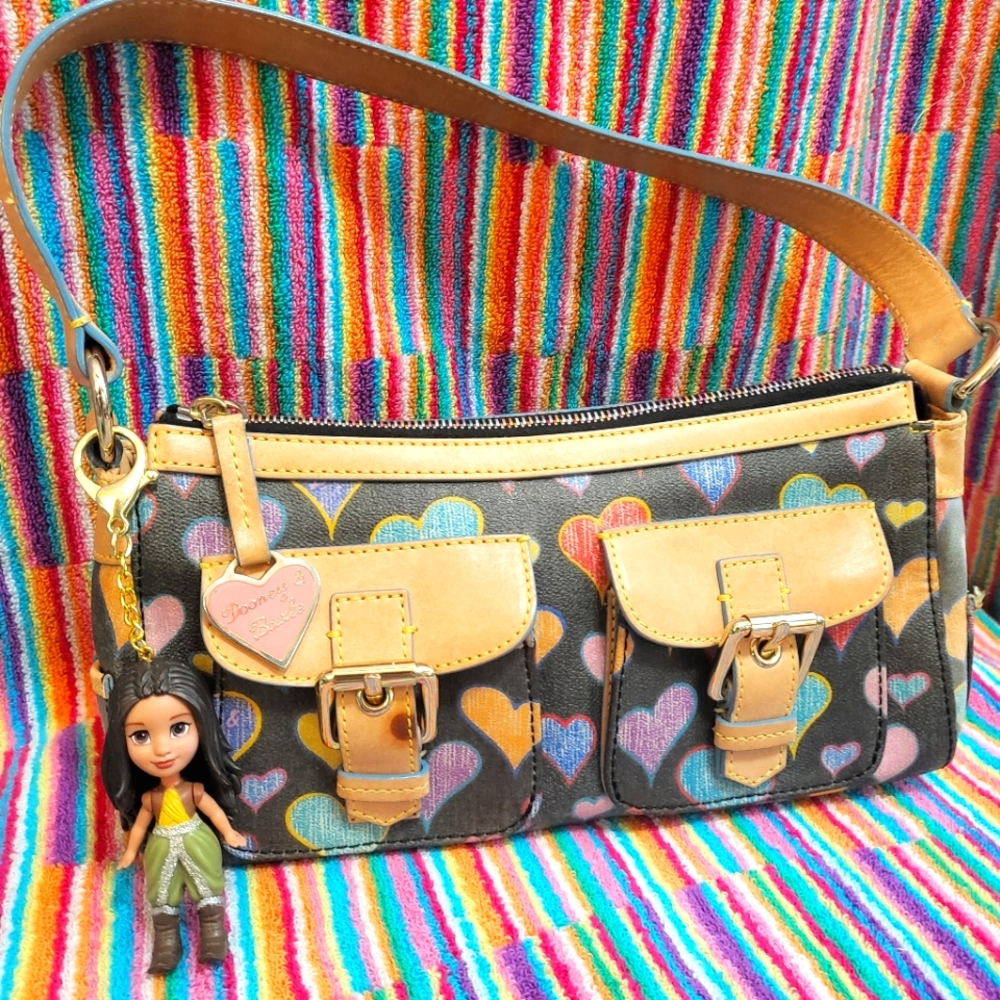 Dooney & Bourke HEARTS satchel y2k Multicolor Rainbow Zipper Amazing Db